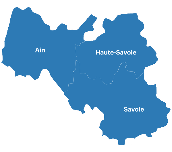 Nous assurons la maîtrise d’œuvre sur les départements de l'Ain, de la Savoie et de la Haute-Savoie