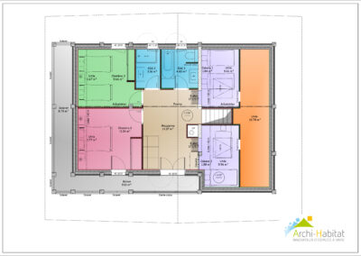 Plan des combles d'un chalet en demi-niveaux au Grand-Bornand