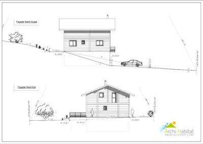 Plans de façades d'une maison ossature bois à Faverges-Seythenex