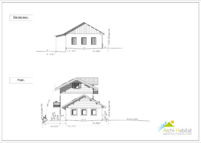 Façade Sud-Est d'un projet de commerce et de bureaux à Glières-Val-de-Borne