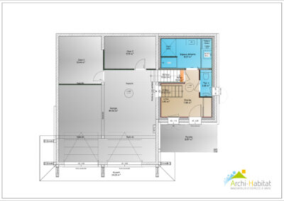 Plan du sous-sol d'un chalet en demi-niveaux au Grand-Bornand