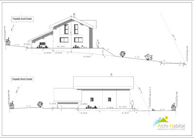 Plans de façades d'une villa contemporaine à Cruseilles