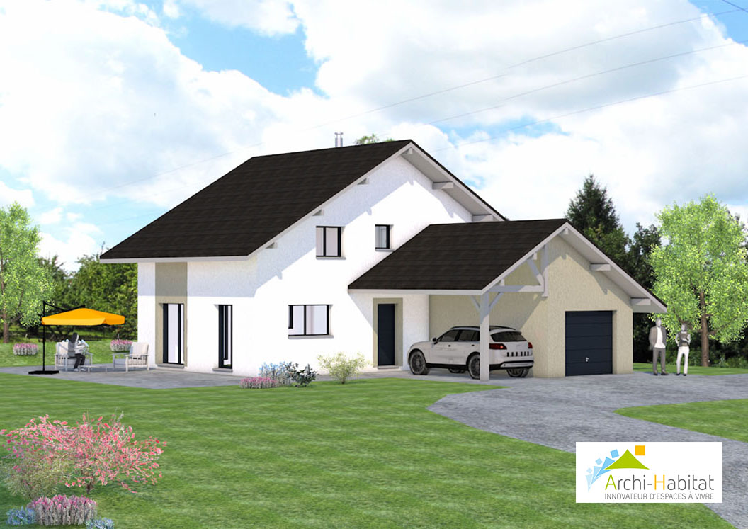Vue extérieure Projet de construction d'une maison individuelle traditionnelle dans l'Albanais