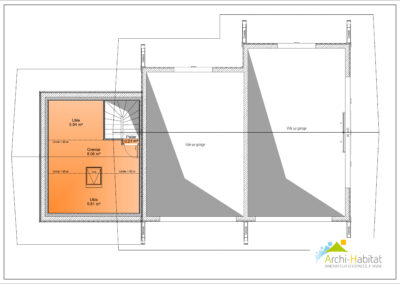 Plan des combles d'un bâtiment artisanal au Grand-Bornand