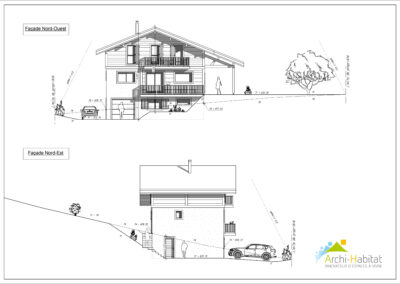 Plans de façades d'une maison individuelle à Châtillon-sur-Cluses