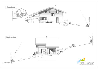 Plans de façades d'une maison individuelle à Châtillon-sur-Cluses