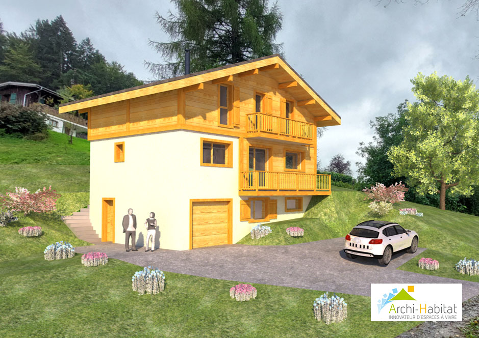 Vue extérieure Projet de construction d'une maison individuelle Châtillon-sur-Cluses
