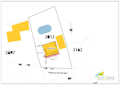 Plan masse d'un projet de rénovation et de réaménagement intérieur d'une maison de style chalet à La Clusaz
